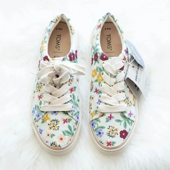 NWT Tom's Alex Sneakers Women's Sz 6.5 Floral Organic Cotton Ortholite Foam - Picture 6 of 10